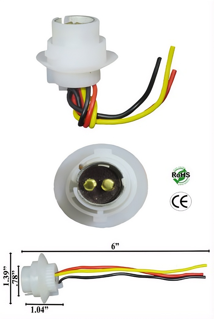 BA15D socket with 6 " wires product 12377