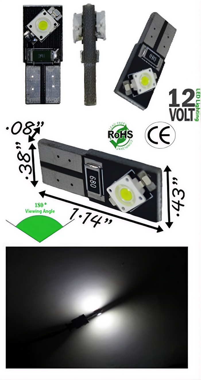 Rebaydo 2pcs T10 Wedge CAN Bus  2 LED 7060 SMD 12 Volt DC