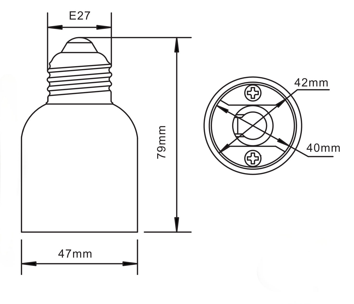 73462 E26 to E39 Converter product - E26/E27 male and E39/E40 Mogul female
