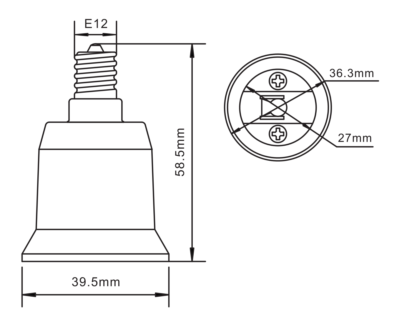 image of a e12 male to e26 female converter product 32546