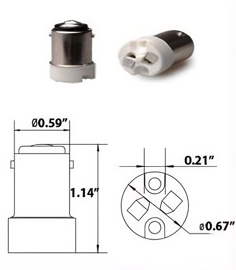 image of a ba15d male to mr16 female converter