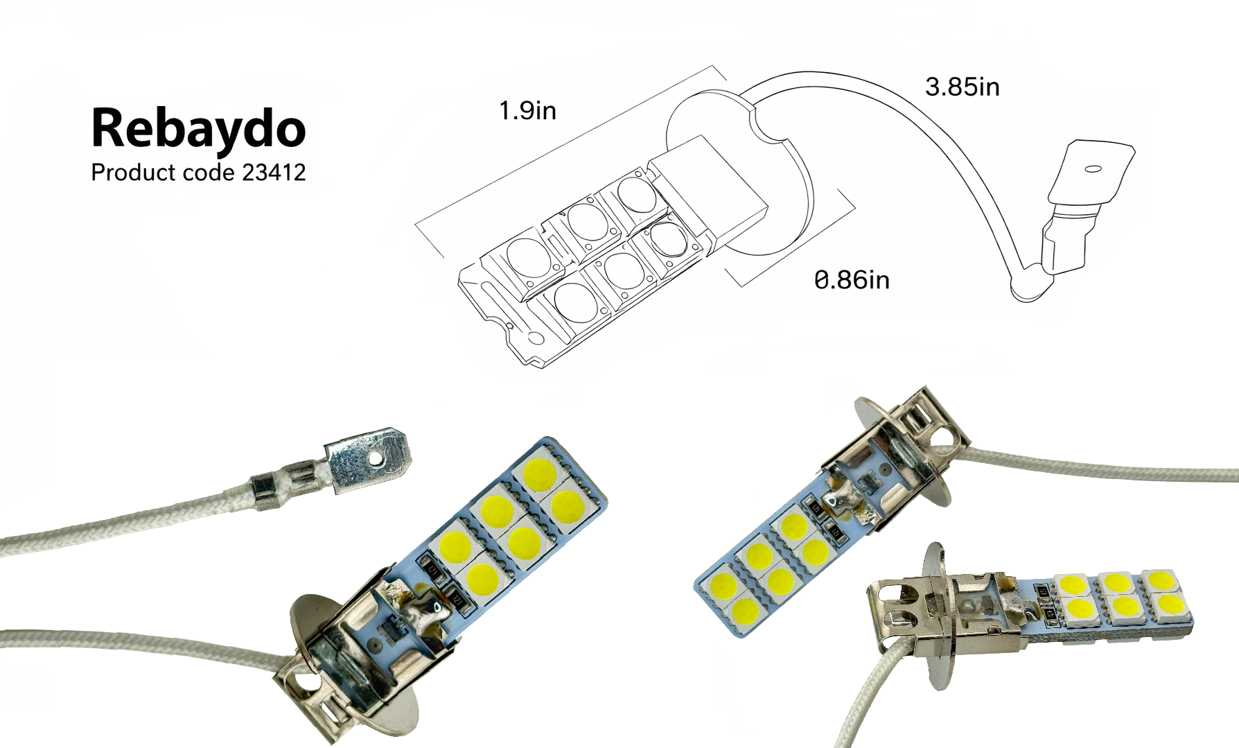 H3 LED Bulb 8 Volt Positive or Negative Ground product 23412