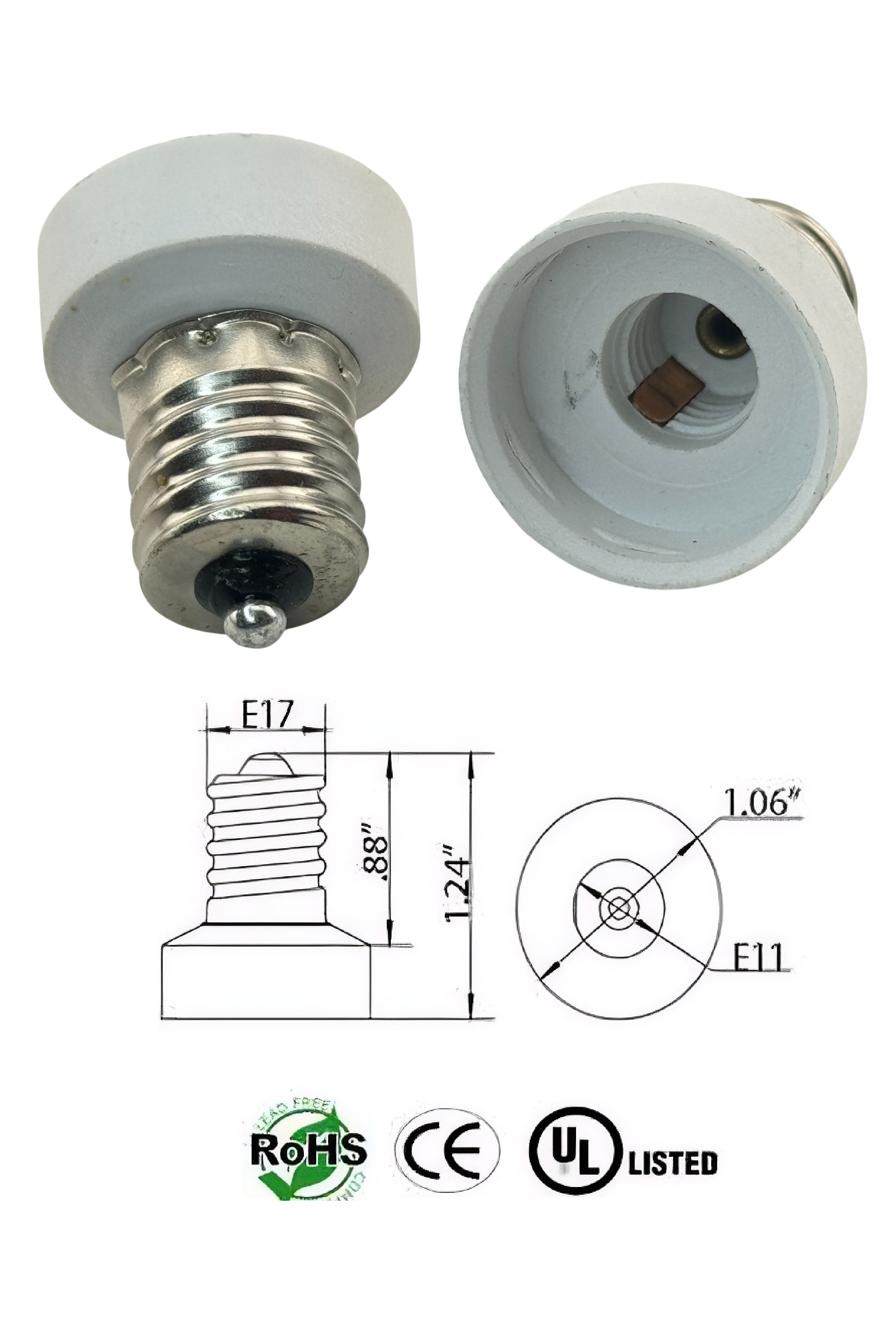Rebaydo 2pcs E17 Male to E11 Female Screw Base Converter Adapter