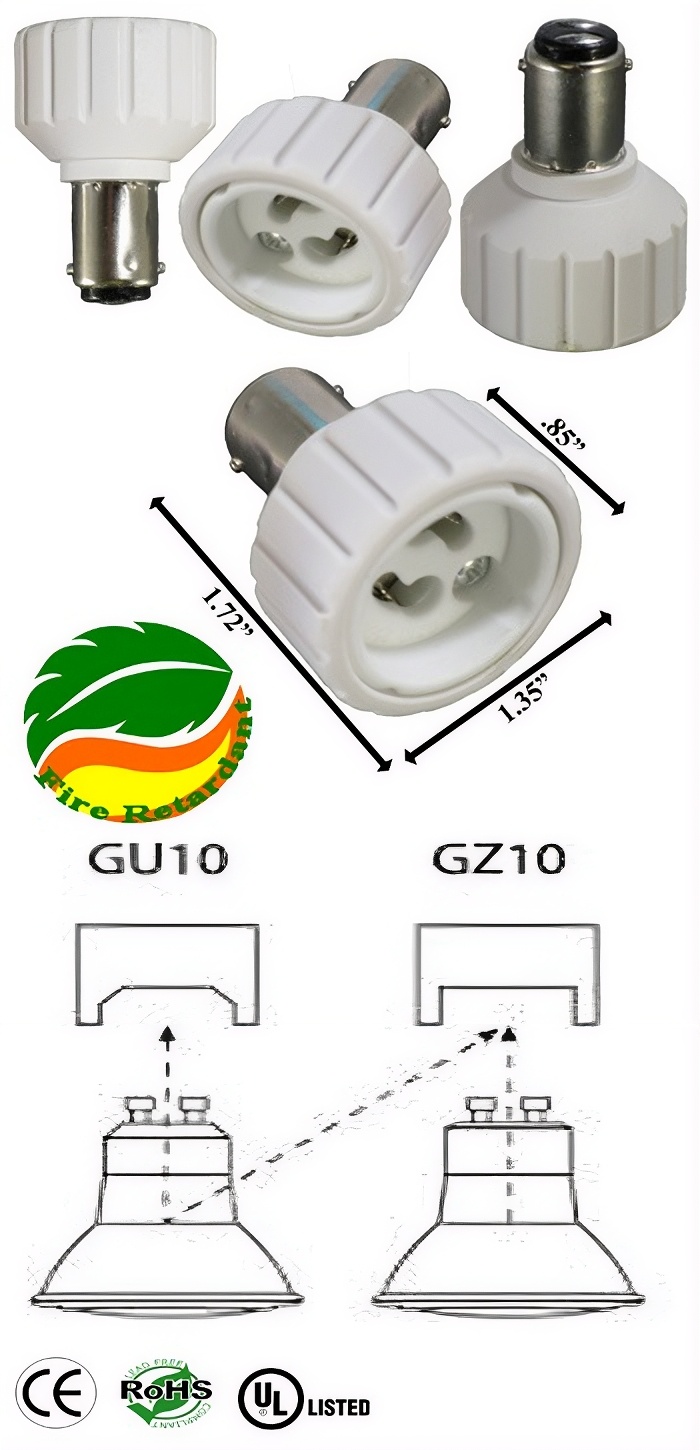 Rebaydo 2pcs BA15D Male to GZ10 Female Converter Adapter