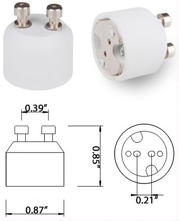 Rebaydo 2pcs GU10 Male to MR16 Female Socket Adapter