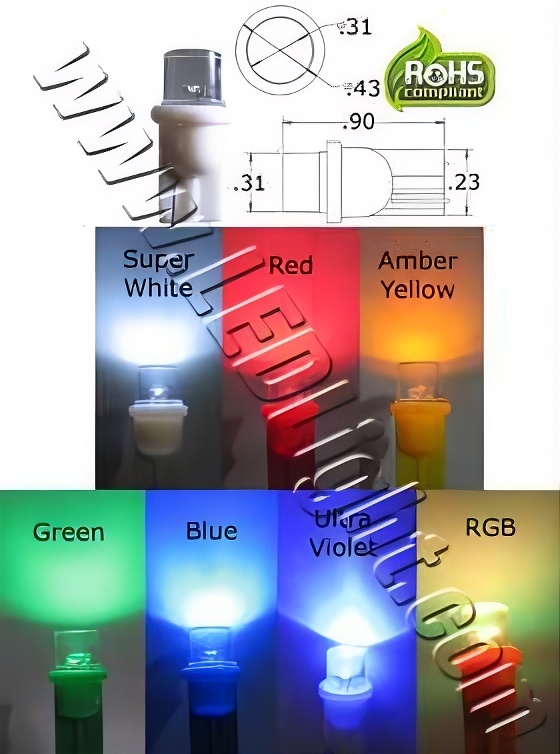 Rebaydo 2pcs Flat 1 L.E.D. T10 Wedge LED Lamp 12 VDC