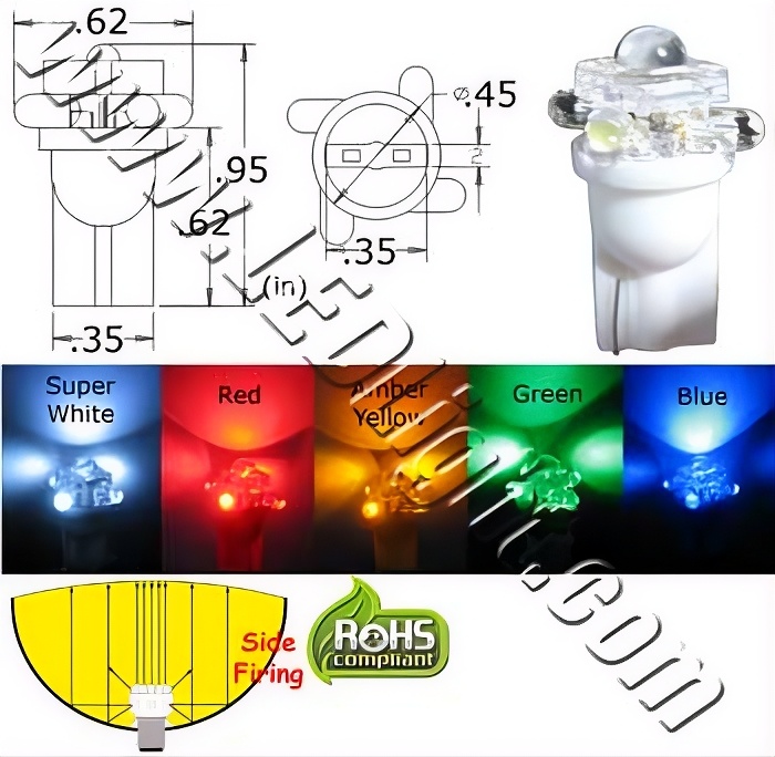 Rebaydo 2pcs 5 LED 194 T10 Wedge Light 12V DC