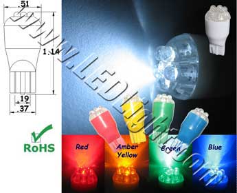 T15 Wedge 6 LED Light 12 Volt DC