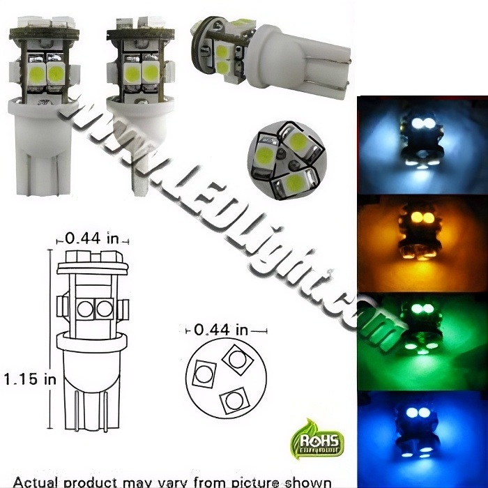 Rebaydo 2pcs T10 Wedge 11 SMD Ultra Bright Bulb 12VDC
