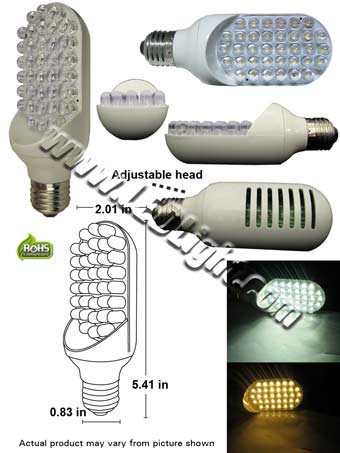 36 L.E.D. E26/E27  Side Firing Adjustable 120 VAC LED Light Bulb