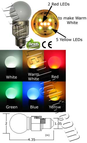 A60 4 Watt 85-260 VAC E27 LED Bulb