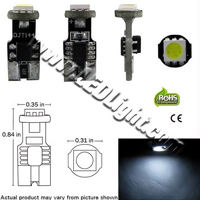 Rebaydo 2pcs T10 Wedge 5050 3 Chip LED Canbus T3 1/4
