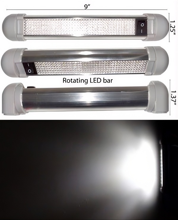Rebaydo 10 LED Rail Light Bar 12V DC Surface Mount with On/Off Switch