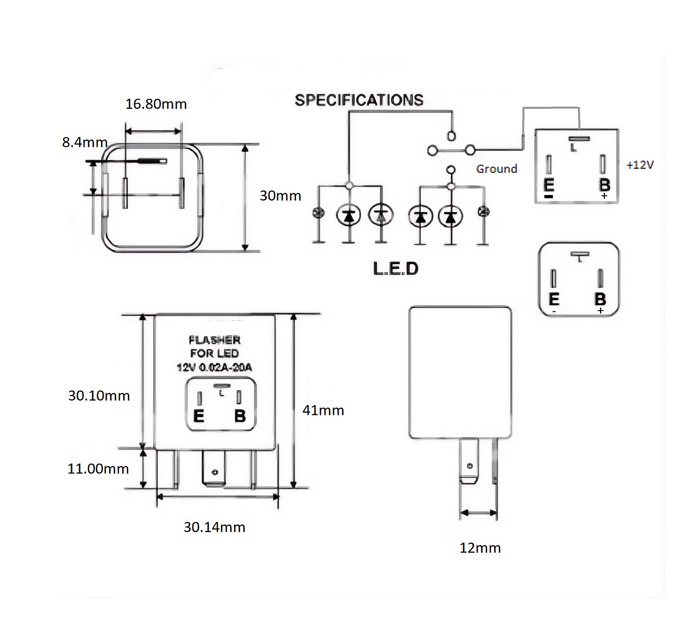 Flasher LED 12V 150W 3 Terminal Compatible With EP34 CF14 JL-02 product 63636