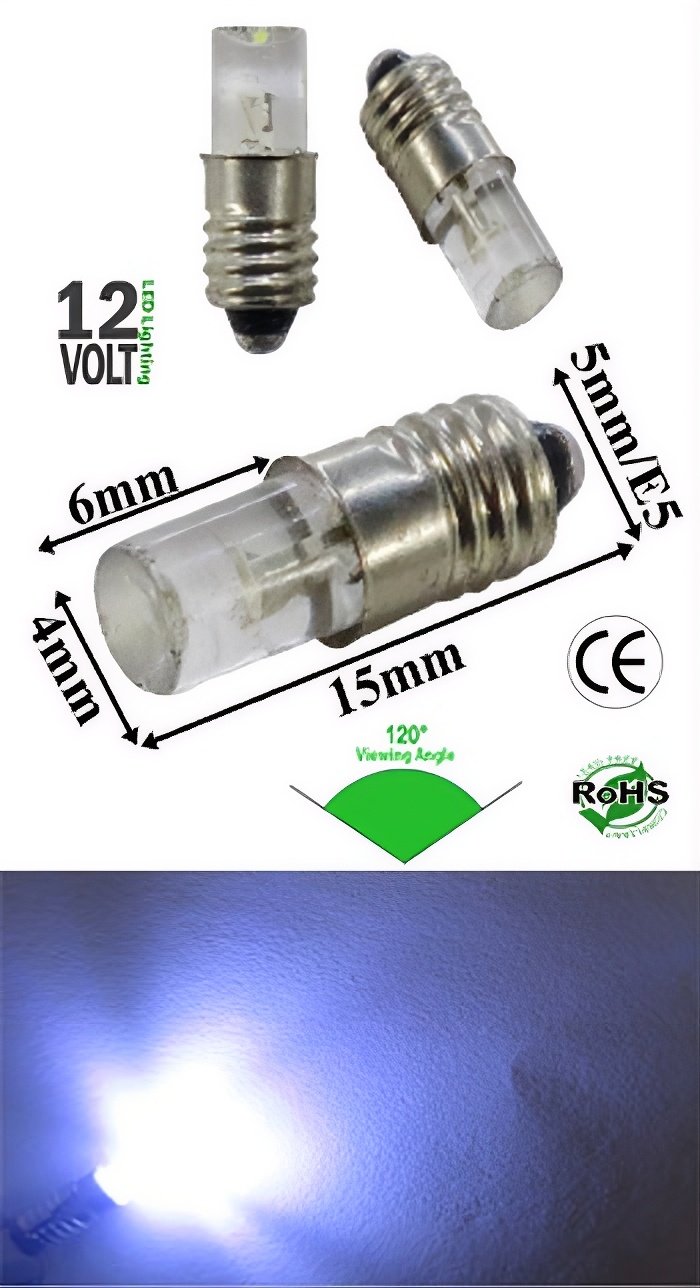 Rebaydo 2pcs Midget Screw Concave LED Light 12 VDC 90 Degree Dim-able E5