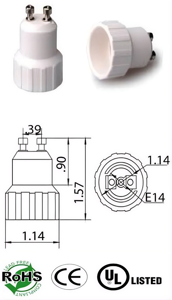 Rebaydo 2pcs GU10 male To E14 female Converter