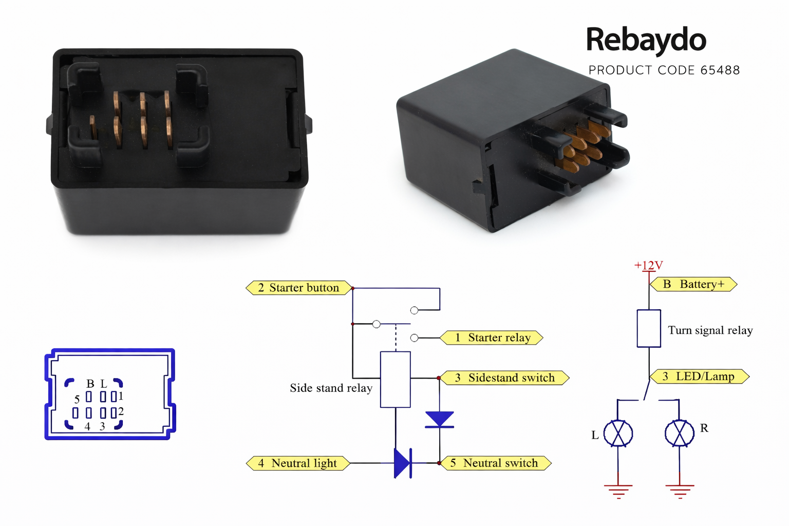 Rebaydo LED Flasher 12V 65W Compatible with 38610-10G00 38610-03F00