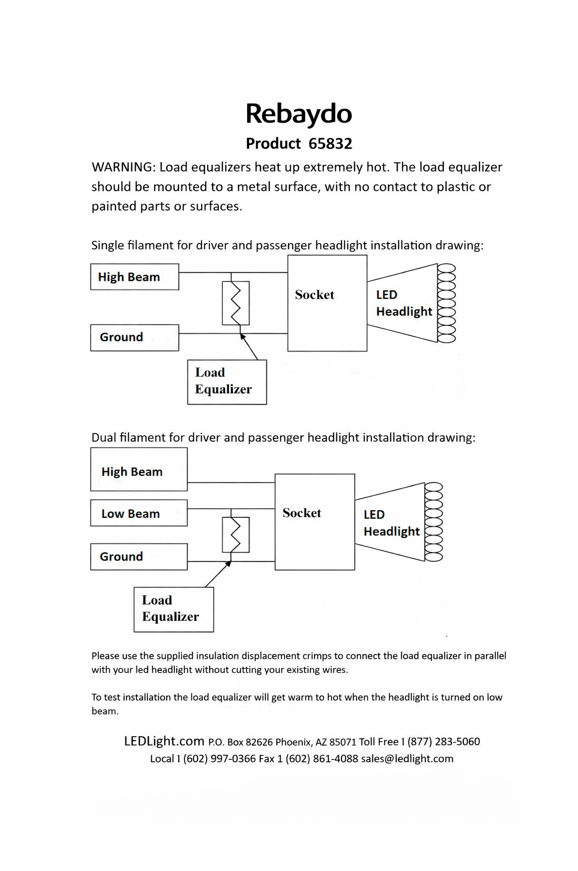 LED Headlight Load Equalizer 6 Volt product 65832