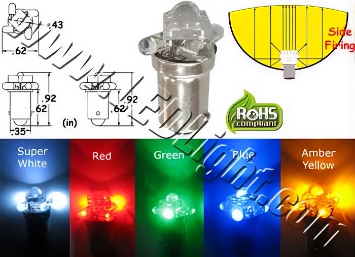 1891 Miniature 5 LED Bulb BA9S Base 12V DC product 67485