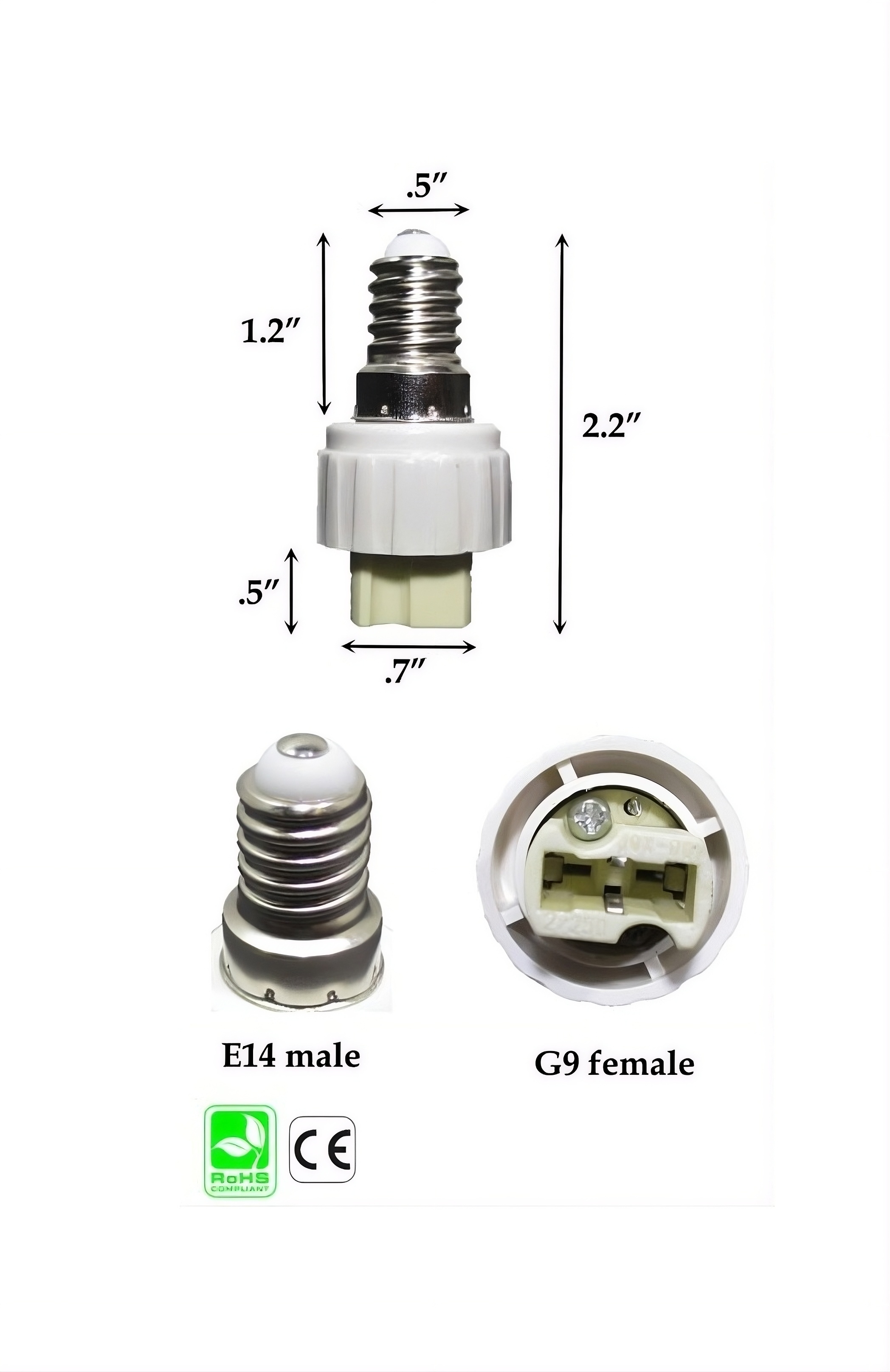Rebaydo 2pcs E14 male to G9 Female Converter