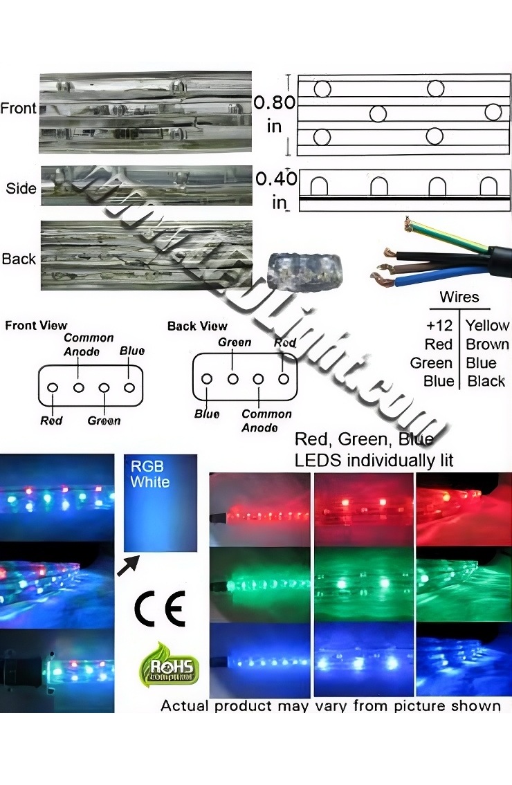 Rebaydo Flat LED RGB Flexible Rope Light Common Anode 12 Volt DC NCNRNW