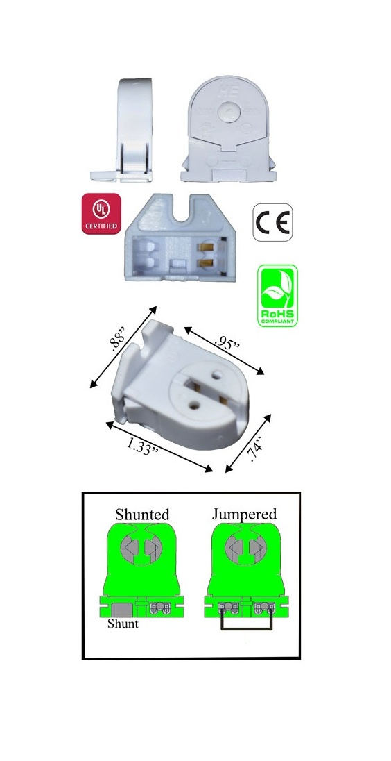 Rebaydo 2pcs T5 female Socket Tombstone Shunted Holder