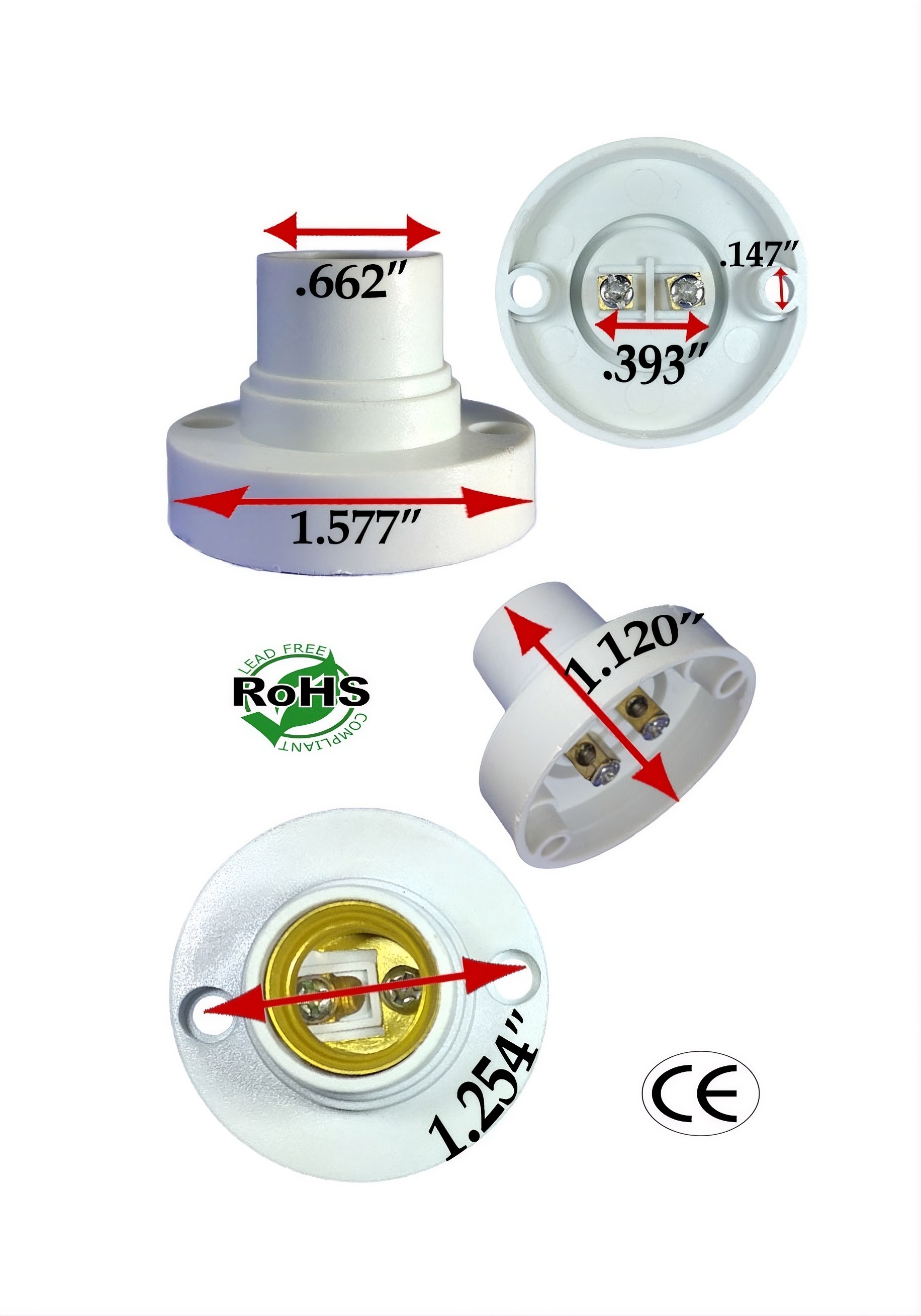 Rebaydo 2pcs E14 female Surface Mount Holder Socket