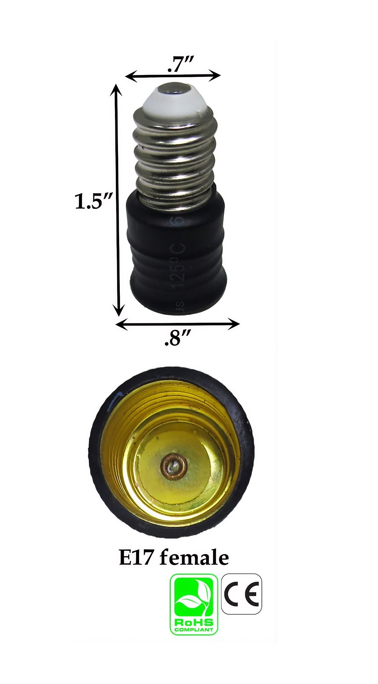 Rebaydo 2pcs E14 Male to E17 Female Socket Adapter