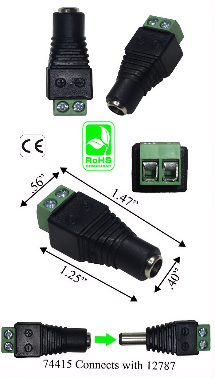Rebaydo 2pcs Connector female 5.5mm x 2.5mm 