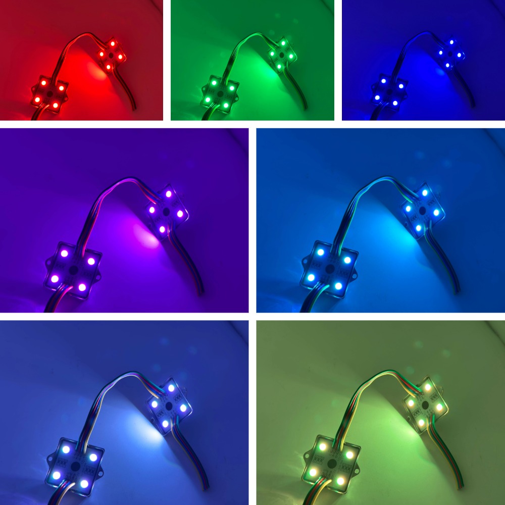 Rebaydo 2pcs 5050 LED Module Water Resistant RGB Common Anode 12 VDC NCNRNW