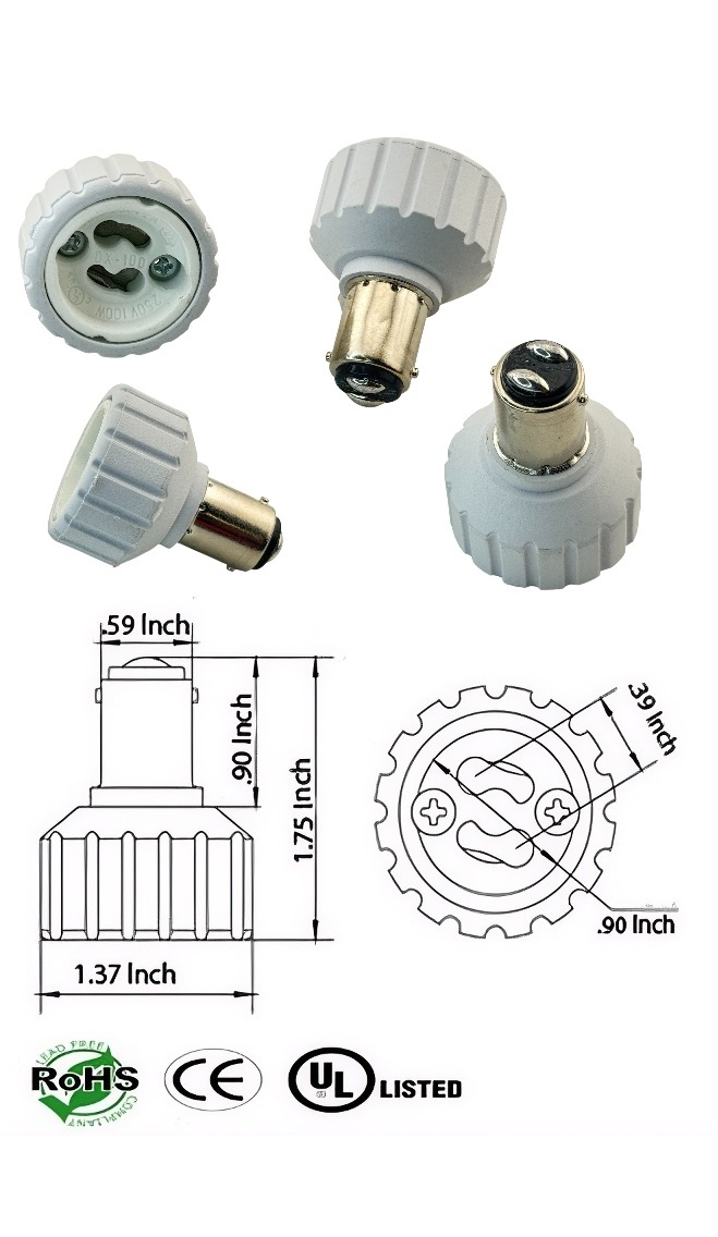 Rebaydo 2pcs BA15D male to GU10 female Converter Lamp Holder