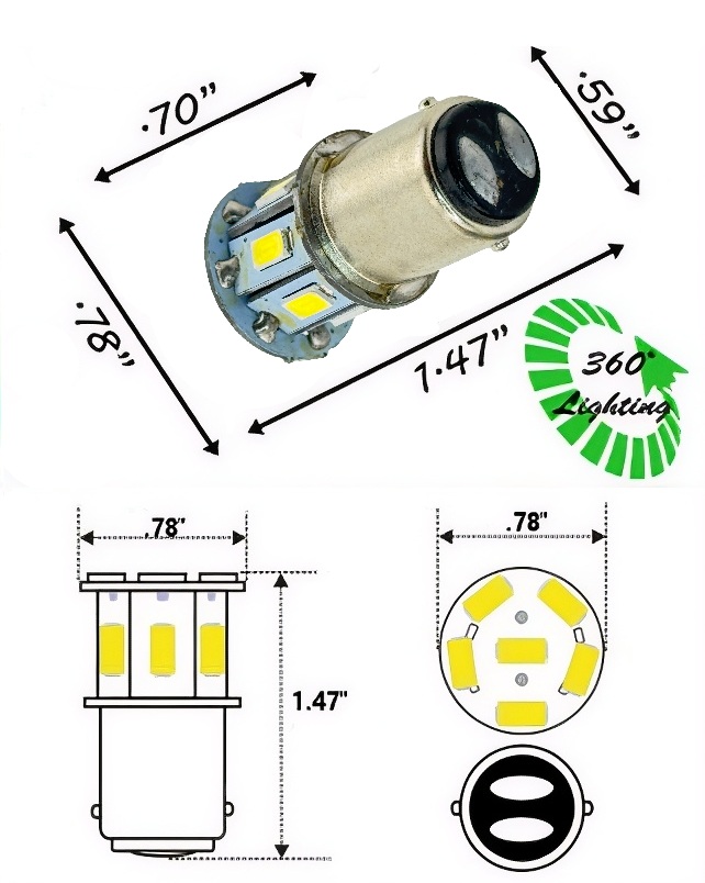 1158 LED Bulb BA15D Base 12 Volt 2.6 Watt G18 product 78432