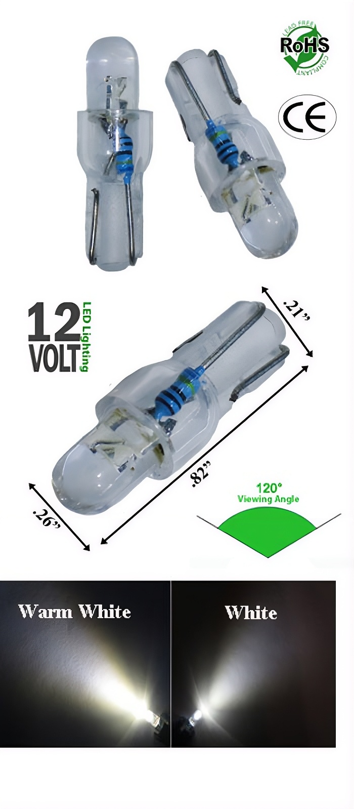 T6.5 Wedge 1 LED Round Top 12 Volt product 78484