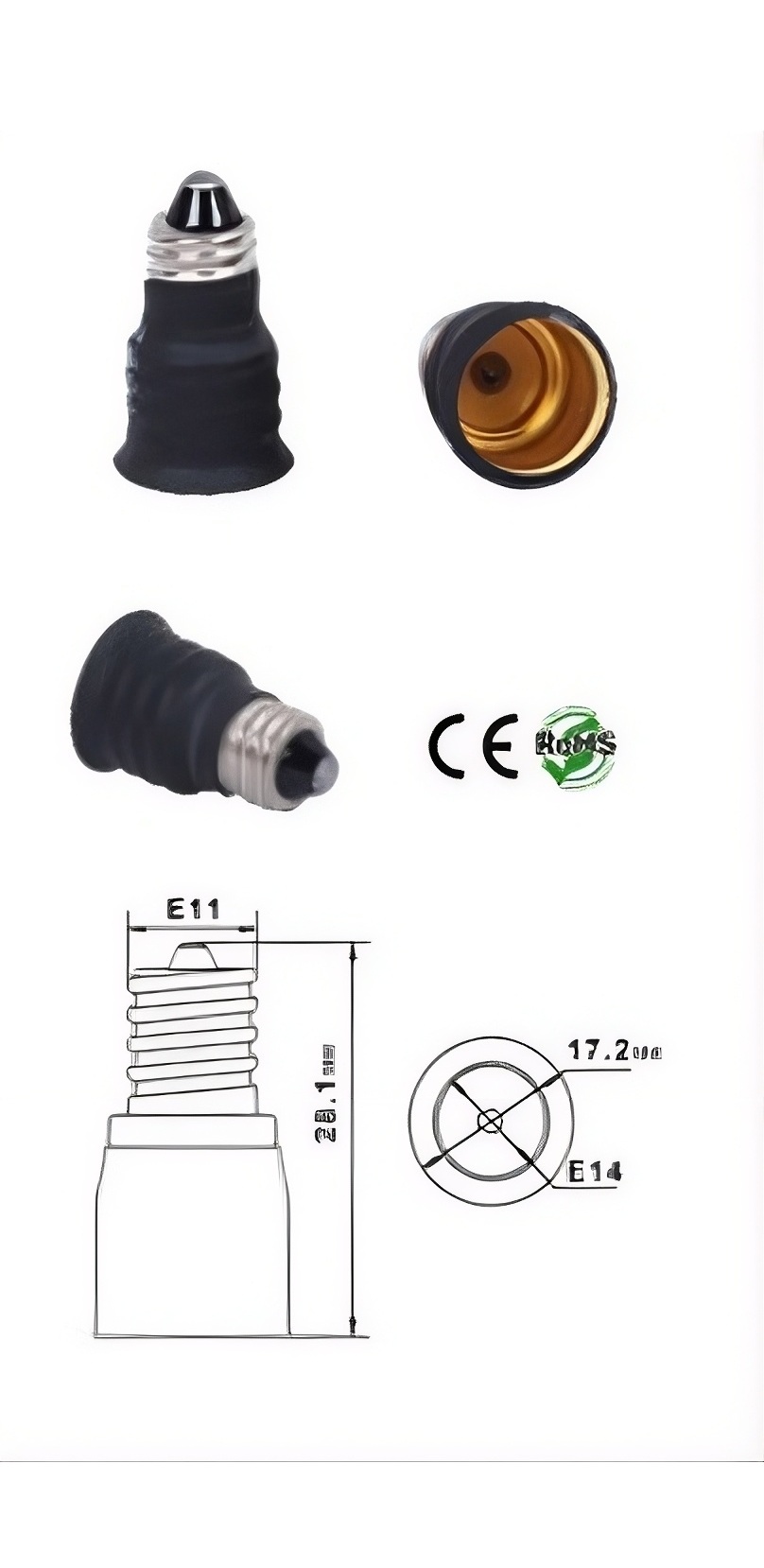 Rebaydo 2pcs E11 male to E14 female Converter