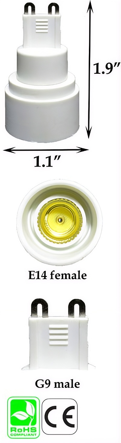 Rebaydo 2pcs G9 Male to E14 Female Low Profile