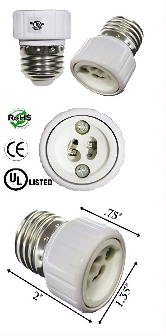 Rebaydo 2pcs E26/E27 Male To GU8.5 Female Socket Converter