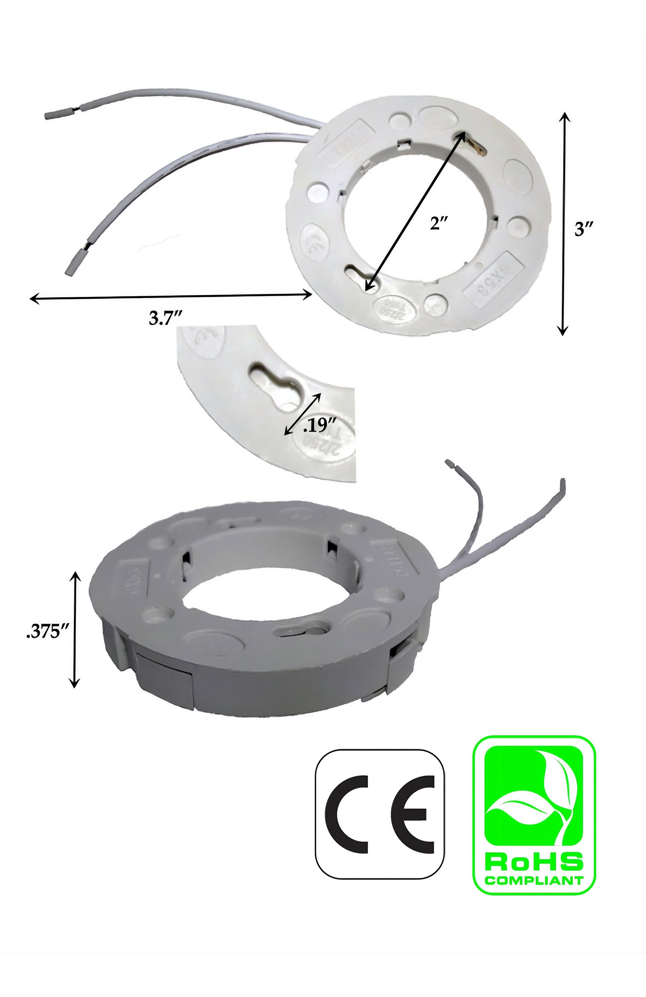 Rebaydo 2pcs GX53 Holder Socket with wires