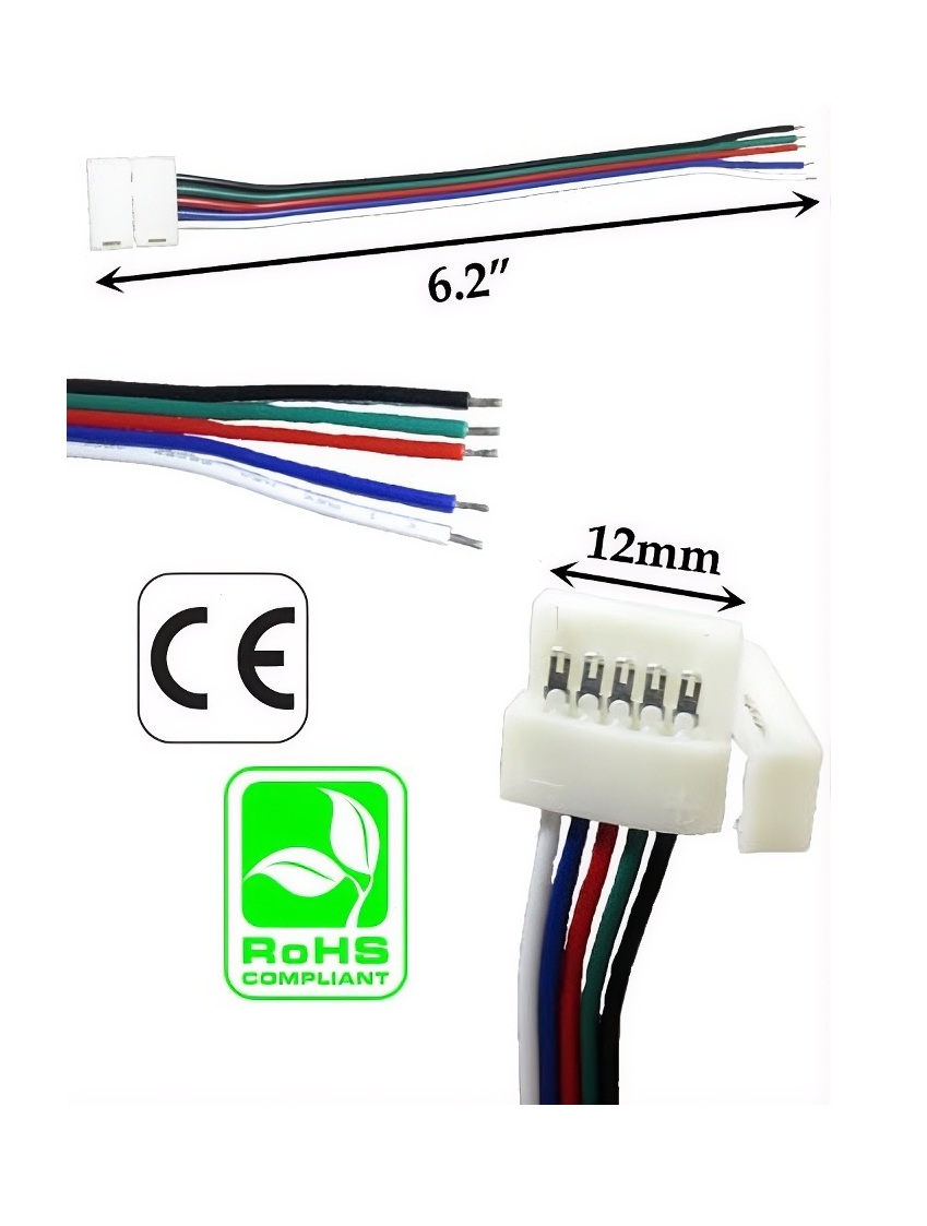 Rebaydo 2pcs Interlink-able 12 mm 5 Conductor Solder Less  to Wires	