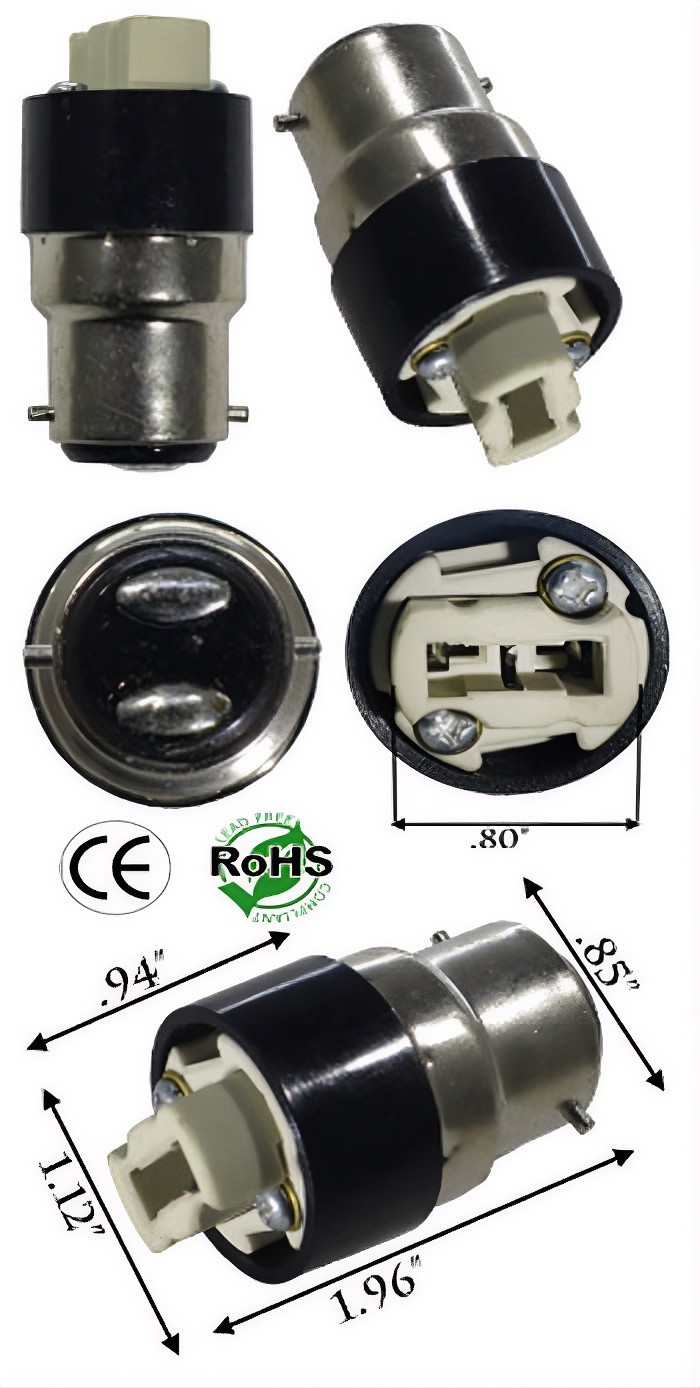 Rebaydo 2pcs B22 Male to G9 Female Socket Converter