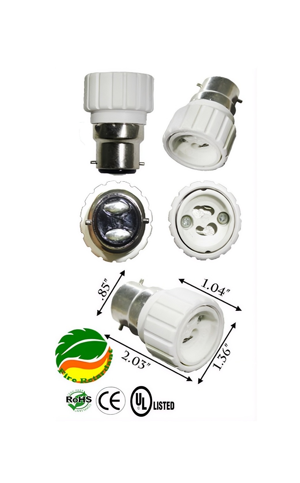 Rebaydo 2pcs B22 male to GU10 female Adapter Converter Socket