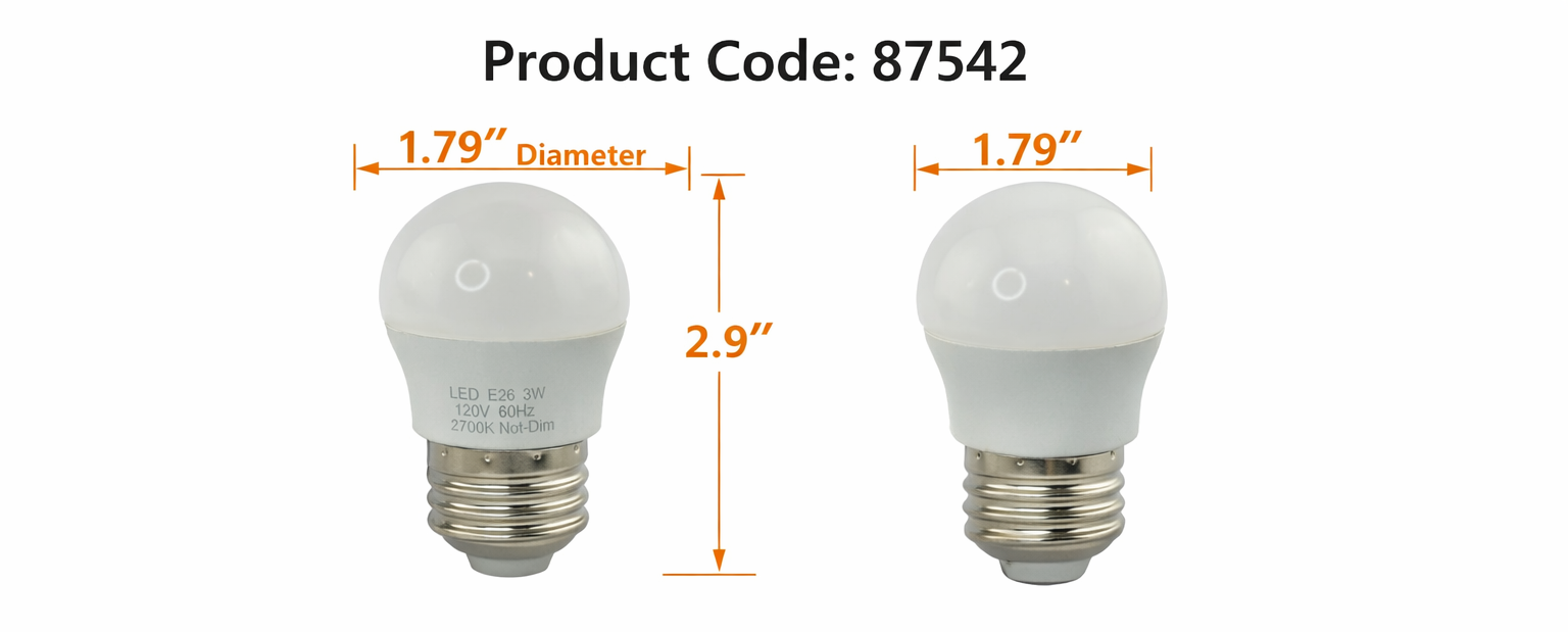 Rebaydo 2pcs G45 LED Light Bulb 3 Watt E26/E27 Non Dimmable