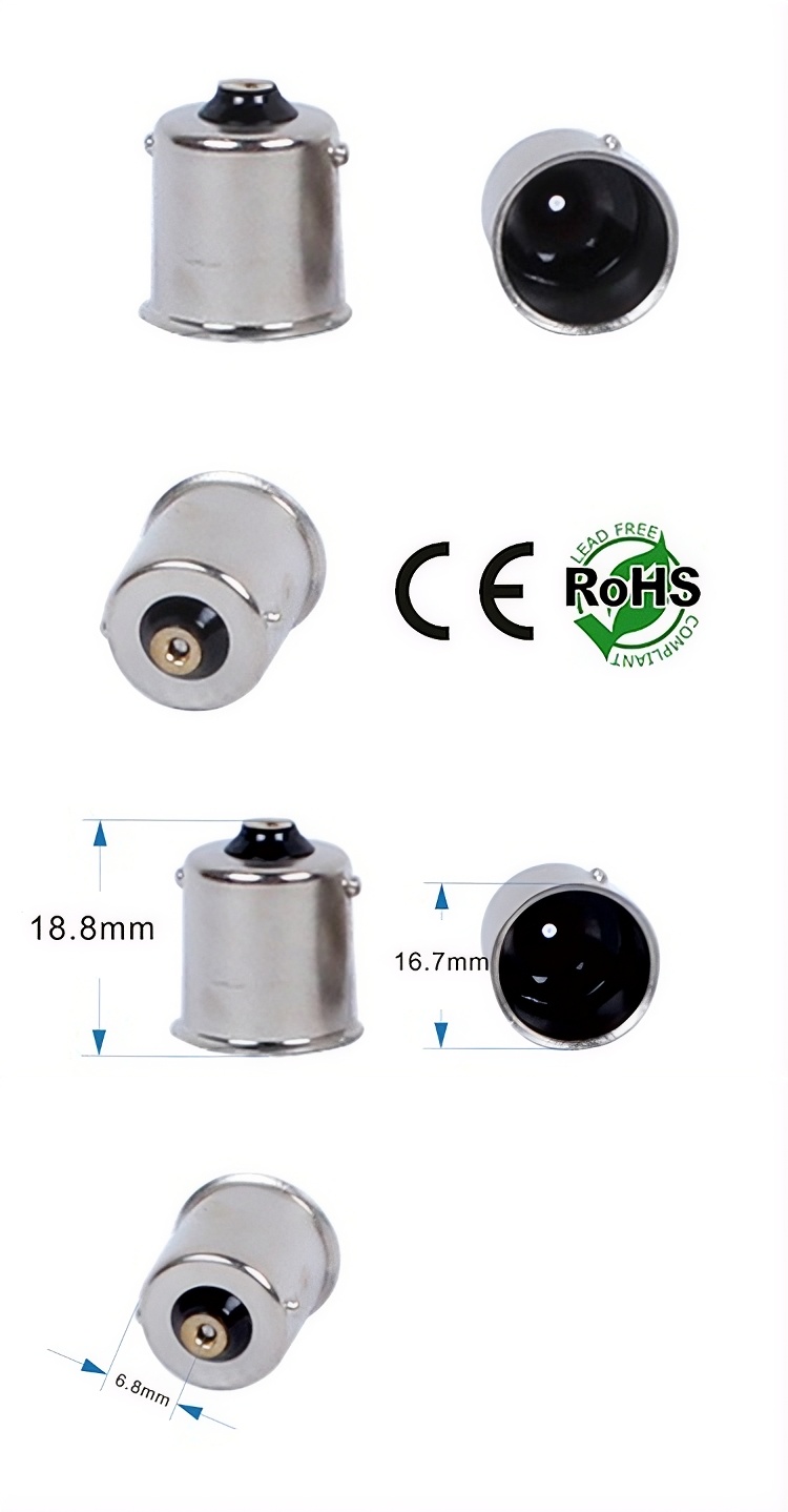 Rebaydo 2pcs BA15S Male Solderable Copper Base Cap 