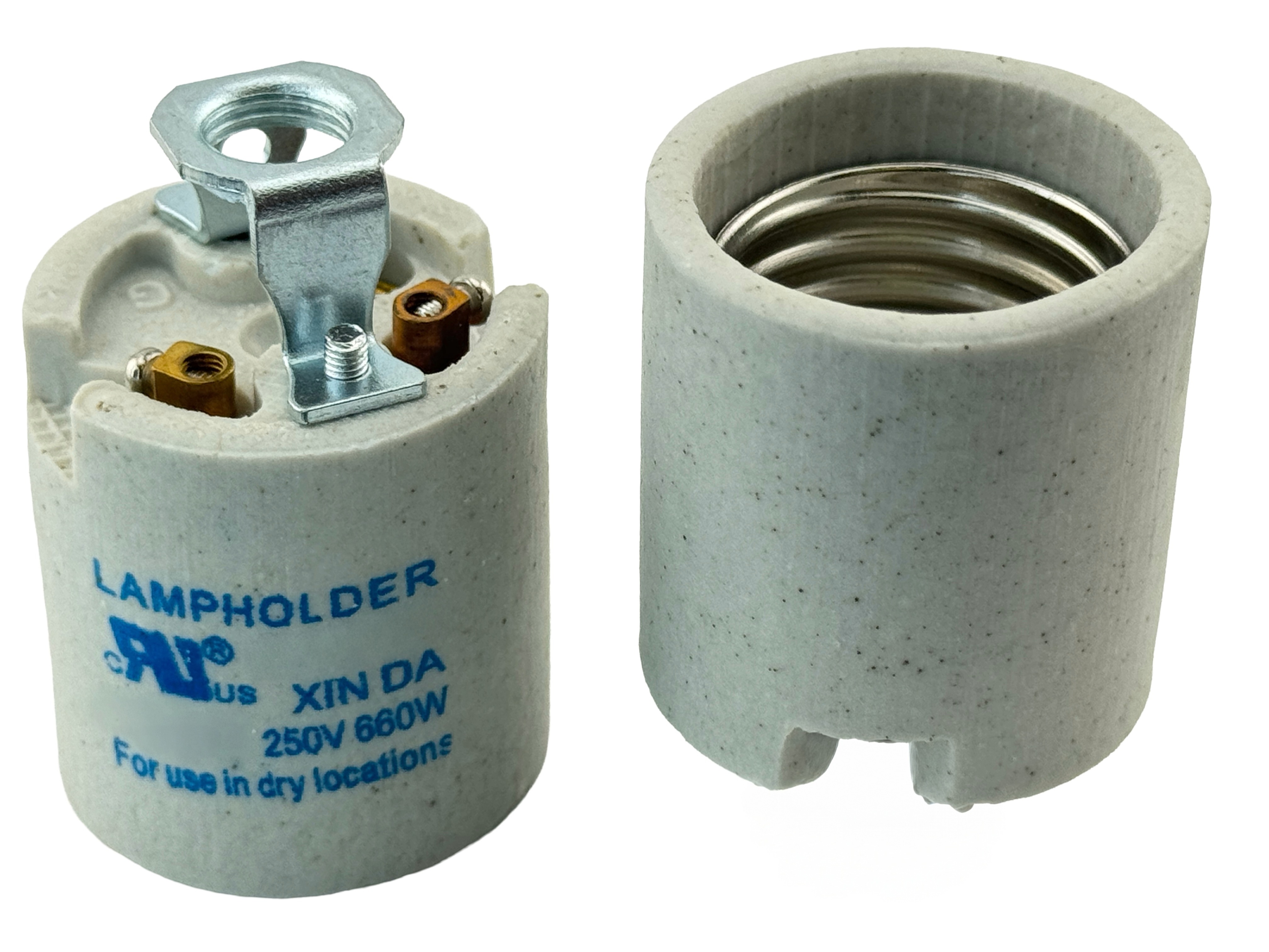 Rebaydo 2pcs E26/E27 Porcelain Socket with Screw Terminals 250V AC