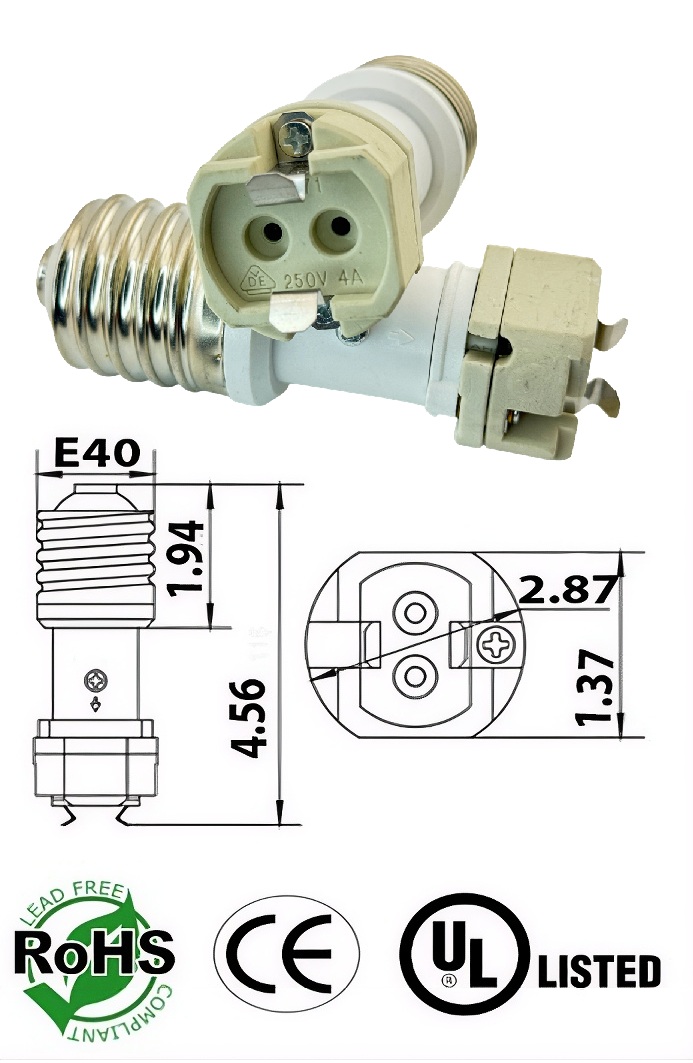 Rebaydo 2pcs E39/E40 Mogul Screw Male to G12 Female Converter