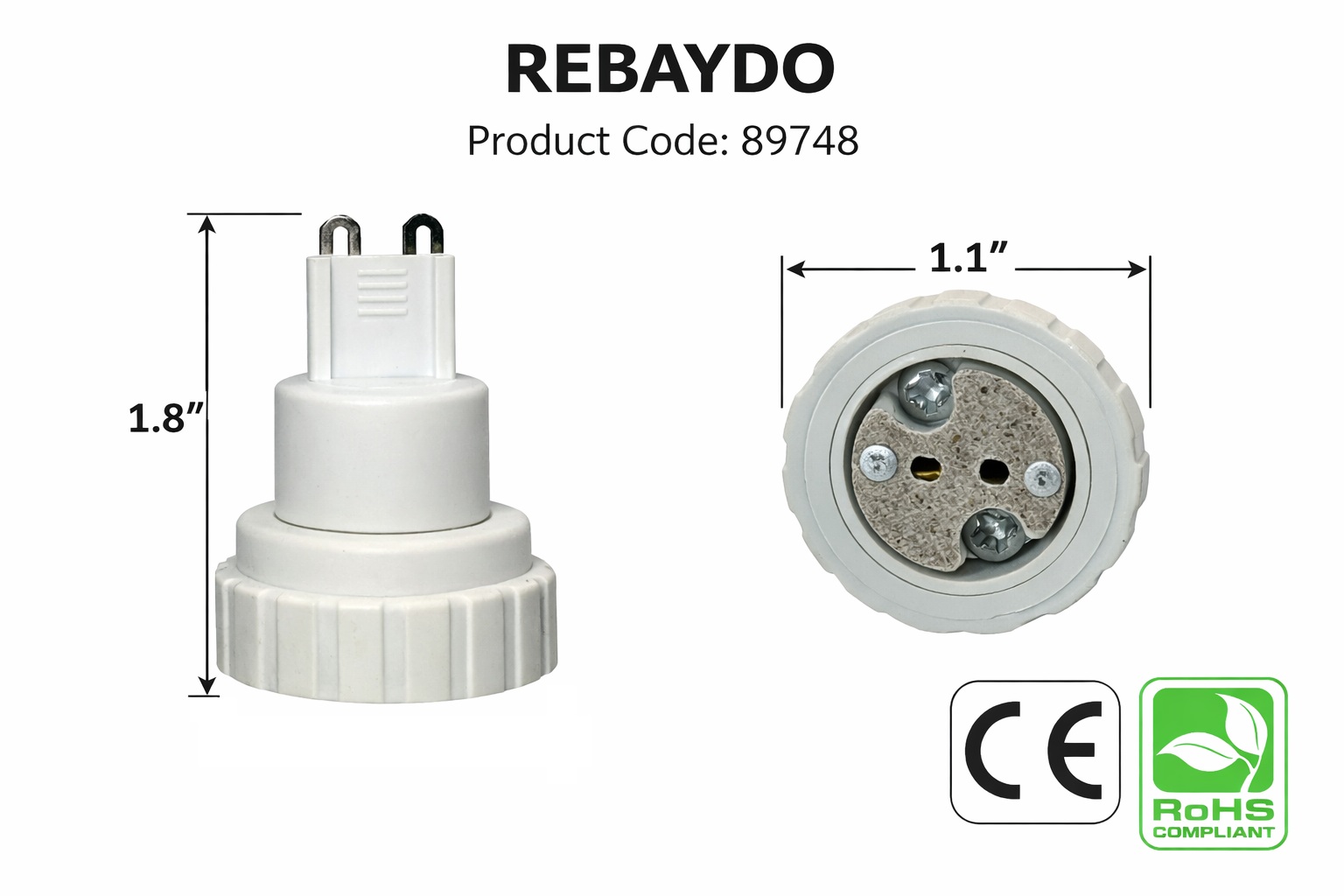 Rebaydo 2pcs G9 Male to MR16 Gx5.3 GU5.3 Female Converter Adapter