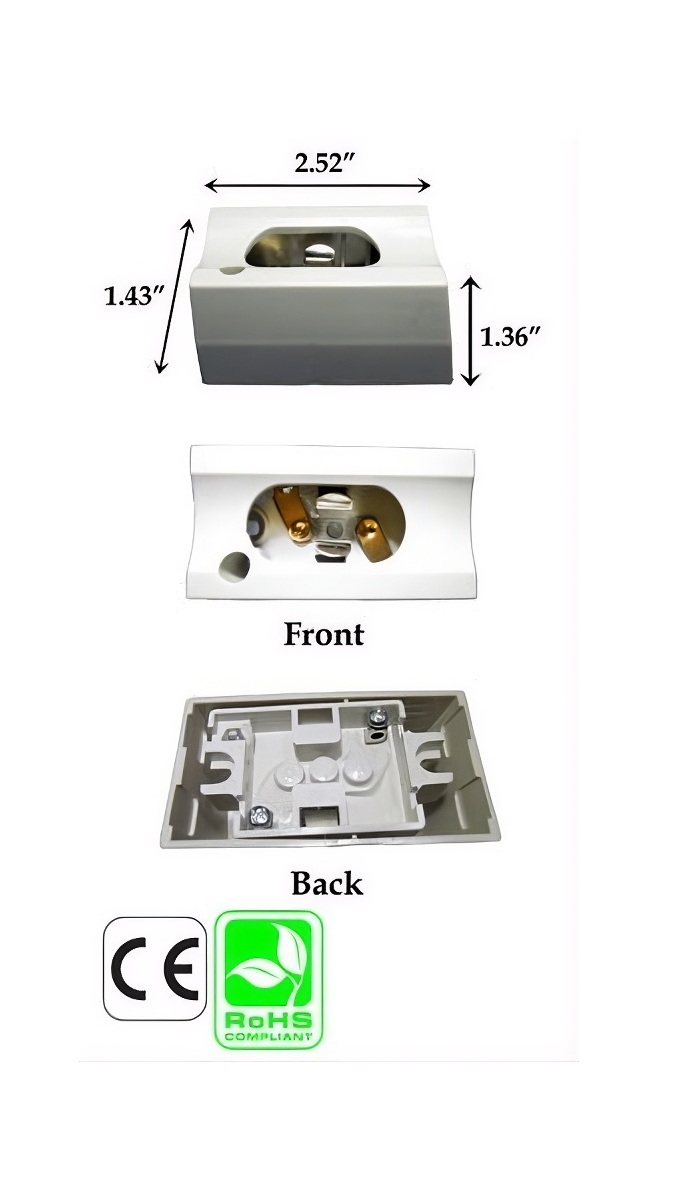 S14D Female socket, surface mount. CE and Rohs listed. Great for cabinets, display case.