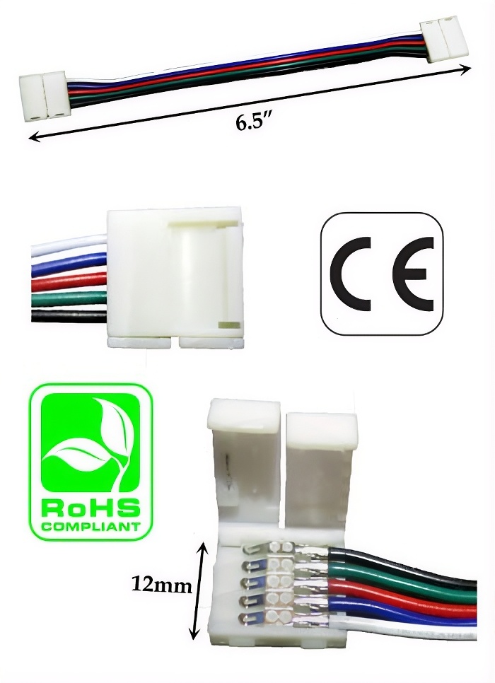 Rebaydo 2pcs Interlink-able 12 mm 5 Conductor  To 12 mm 5 Conductor