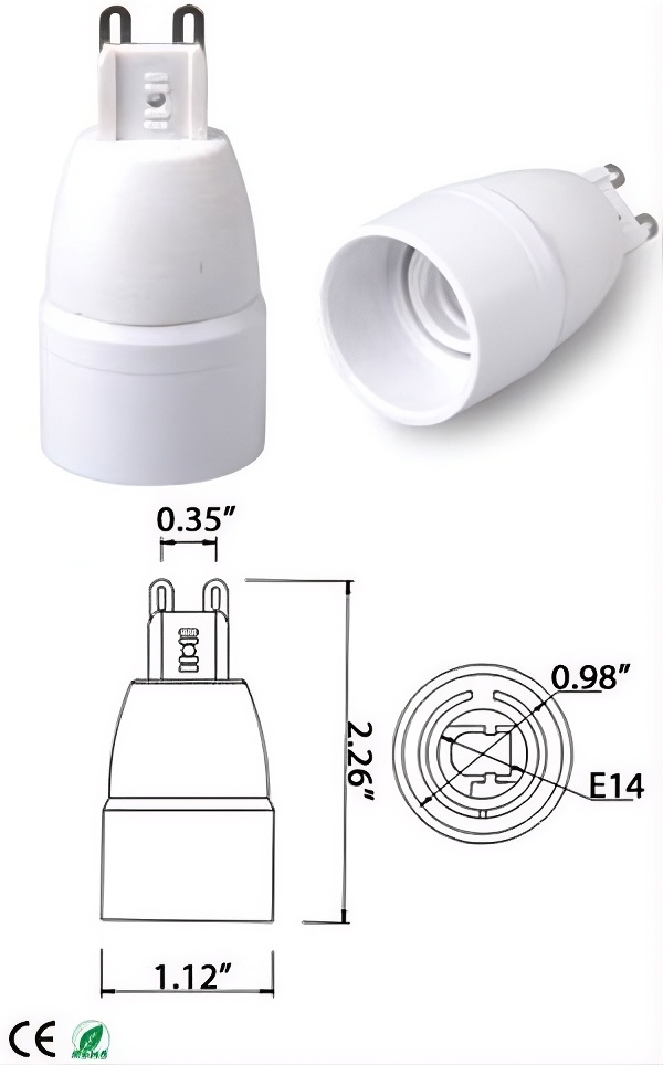 Rebaydo 2pcs G9 Male to E14 Female Converter Adapter