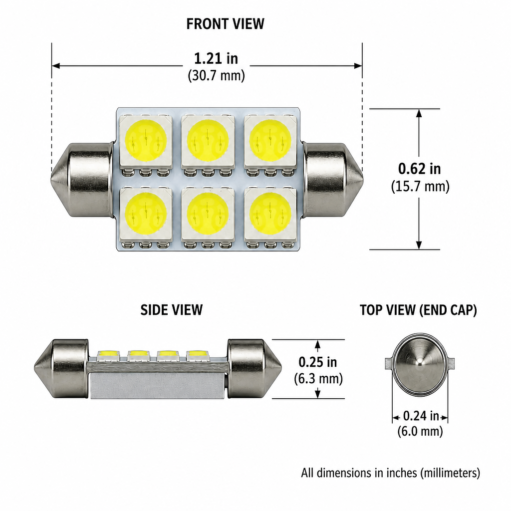 Festoon 6 SMD 12 VDC Super Bright 1-1/4-Inch 31mm product 34753
