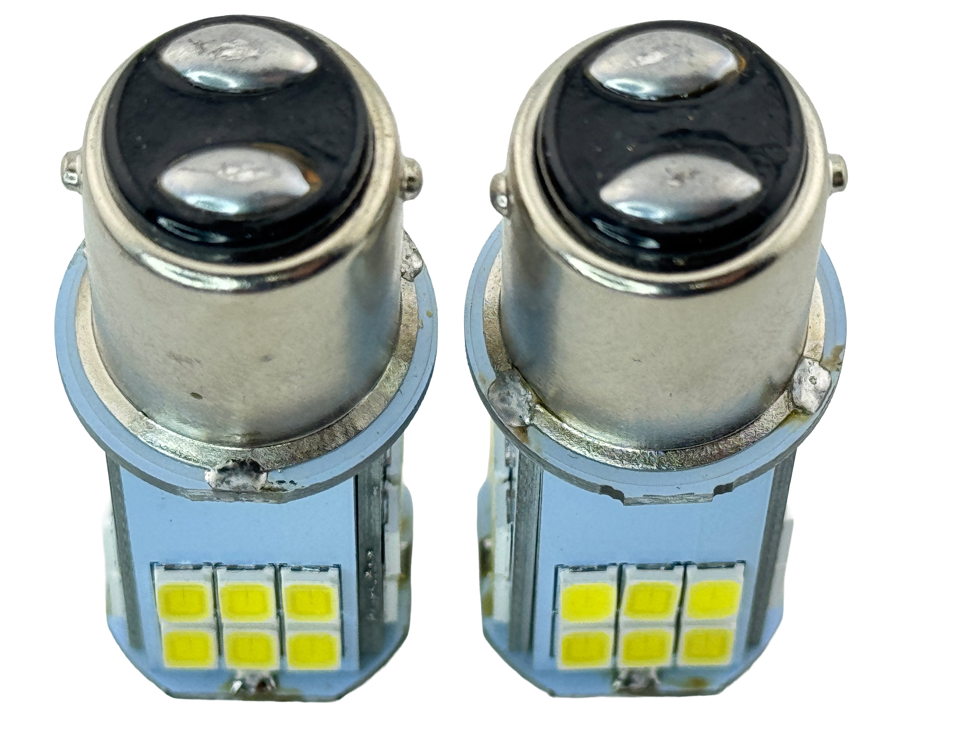 Rebaydo 2pcs LED Headlight 12 Volt BA15D Base 30 SMD Dual Filament